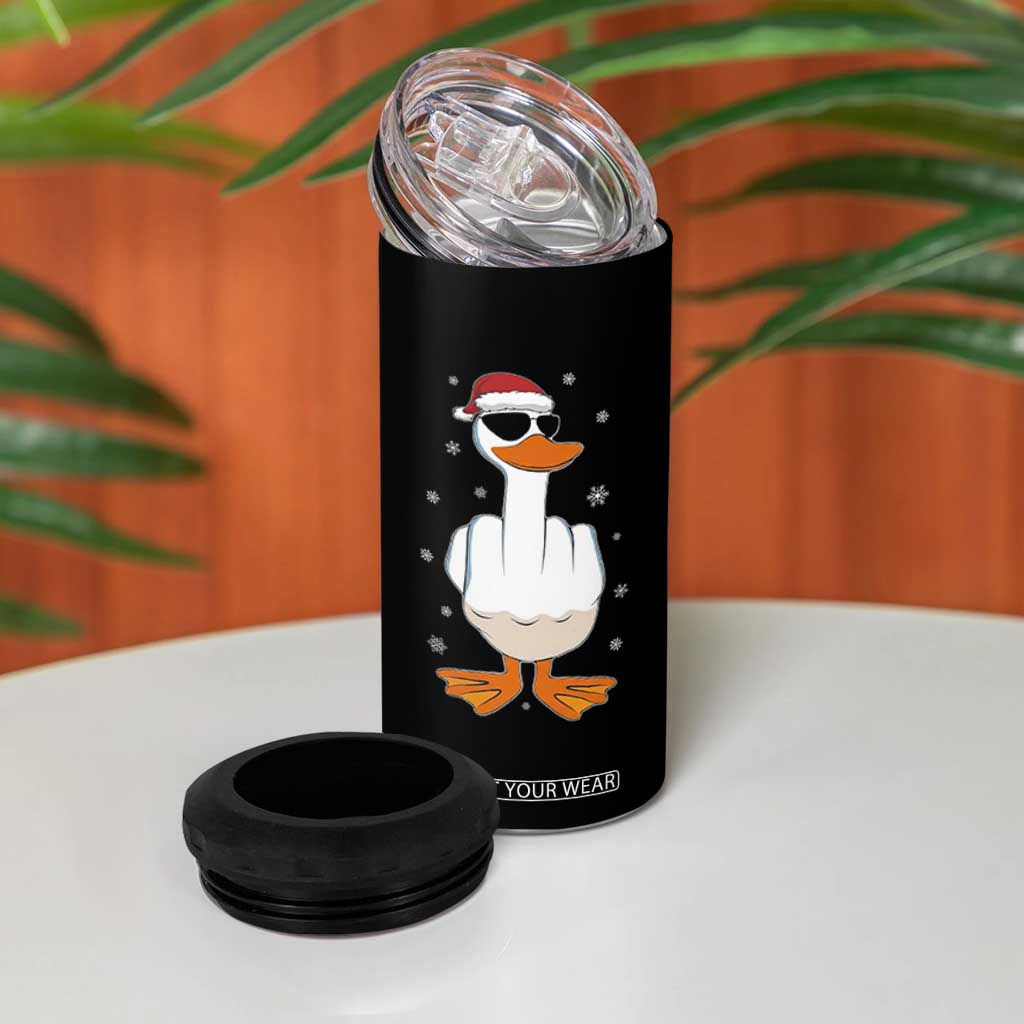 Funny Christmas Offensive Rude Duck 4 in 1 Can Cooler Tumbler I Dont Give A Duck Middle Finger Xmas TS11 Print Your Wear