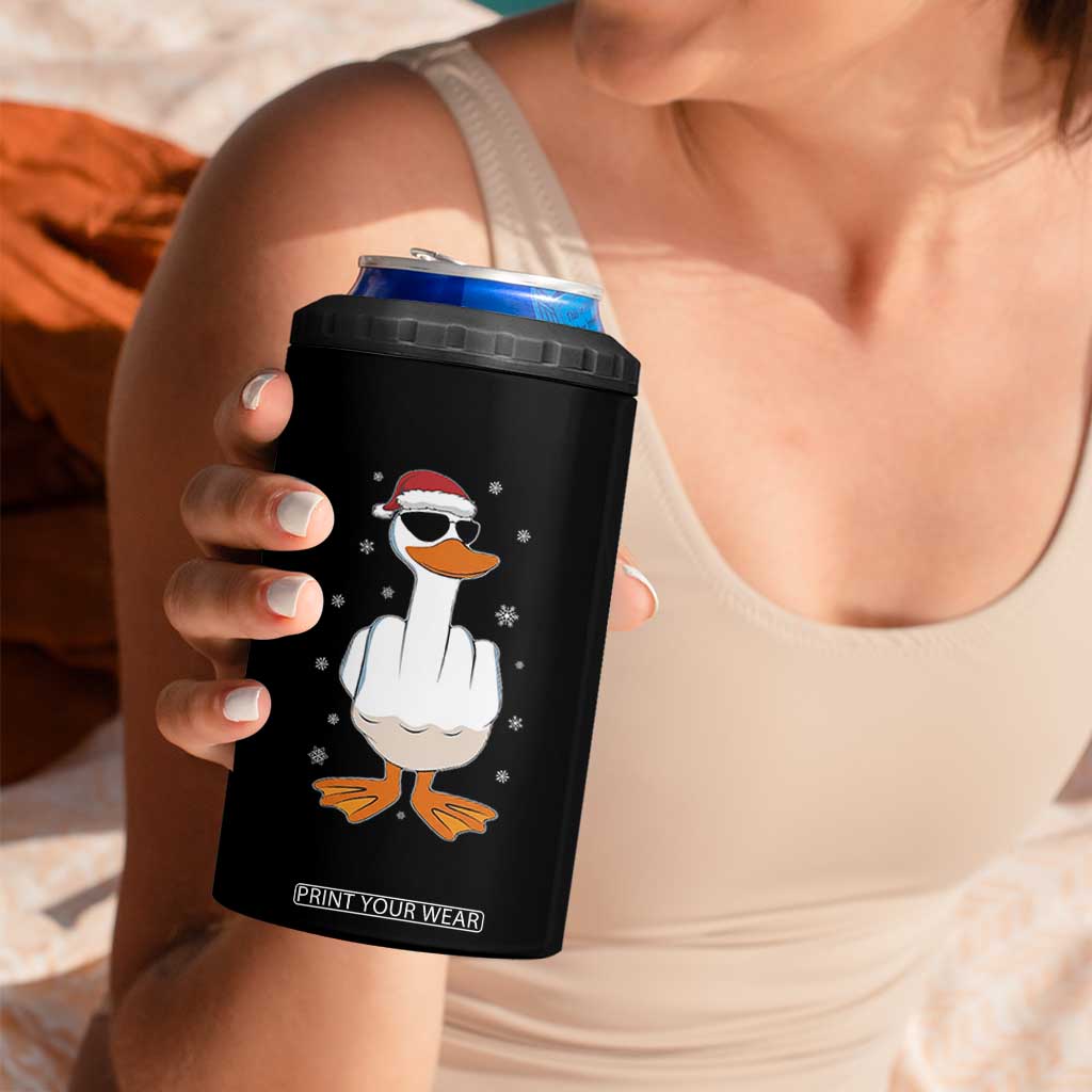 Funny Christmas Offensive Rude Duck 4 in 1 Can Cooler Tumbler I Dont Give A Duck Middle Finger Xmas TS11 Print Your Wear
