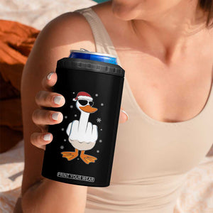 Funny Christmas Offensive Rude Duck 4 in 1 Can Cooler Tumbler I Dont Give A Duck Middle Finger Xmas TS11 Print Your Wear