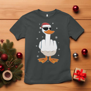 Funny Christmas Offensive Rude Duck T Shirt I Dont Give A Duck Middle Finger Xmas TS11 Dark Heather Print Your Wear
