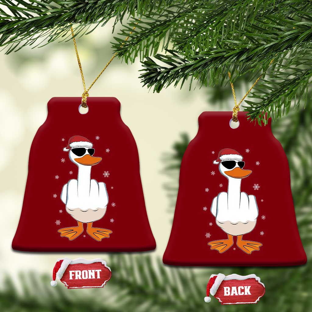 Funny Christmas Offensive Rude Duck Ceramic Ornament I Dont Give A Duck Middle Finger Xmas TS11 Print Your Wear