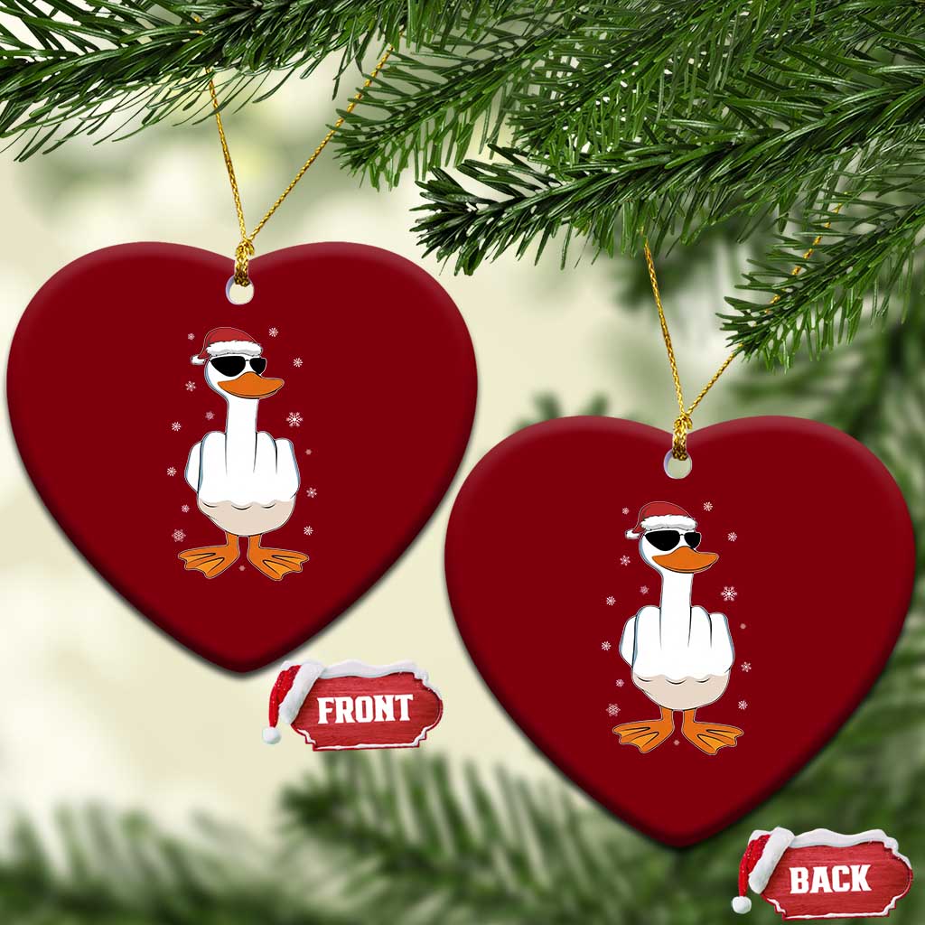 Funny Christmas Offensive Rude Duck Ceramic Ornament I Dont Give A Duck Middle Finger Xmas TS11 Print Your Wear