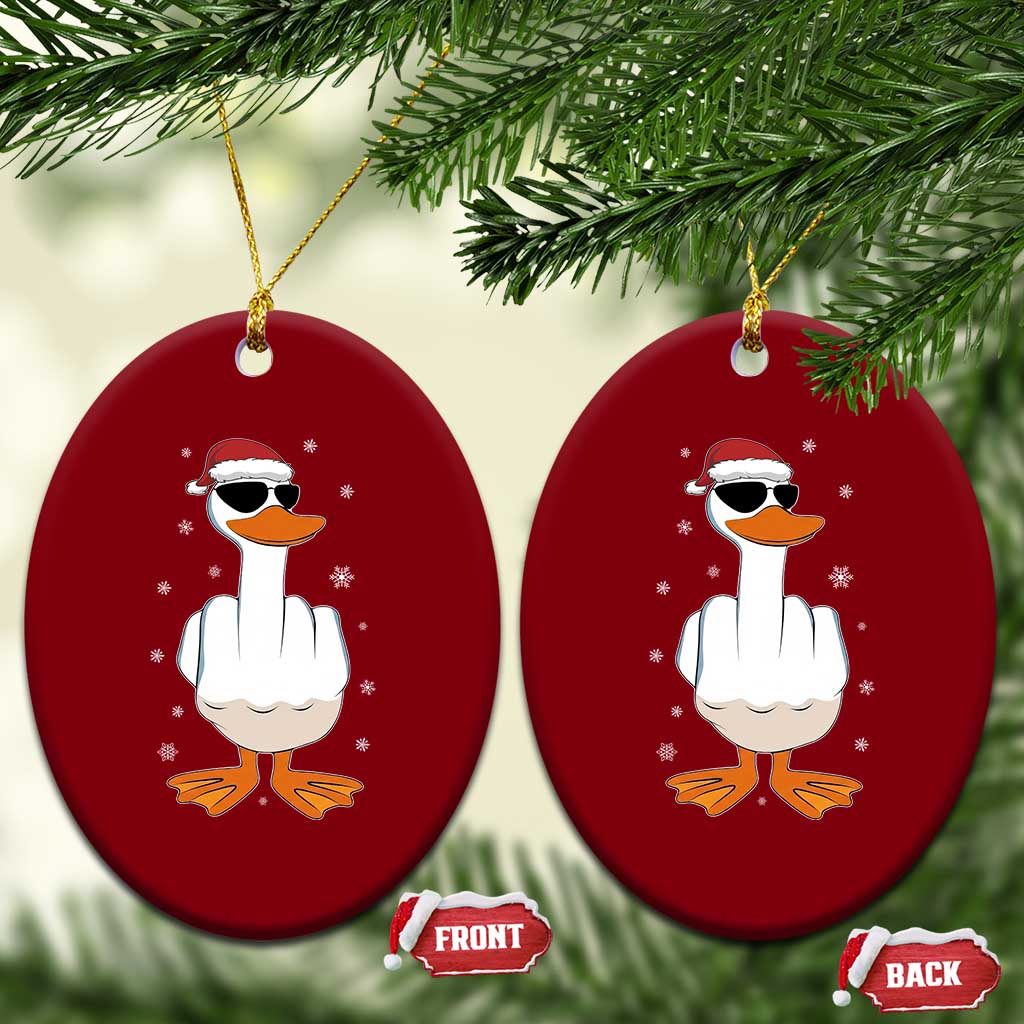 Funny Christmas Offensive Rude Duck Ceramic Ornament I Dont Give A Duck Middle Finger Xmas TS11 Print Your Wear