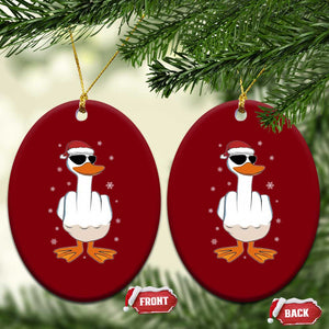 Funny Christmas Offensive Rude Duck Ceramic Ornament I Dont Give A Duck Middle Finger Xmas TS11 Print Your Wear