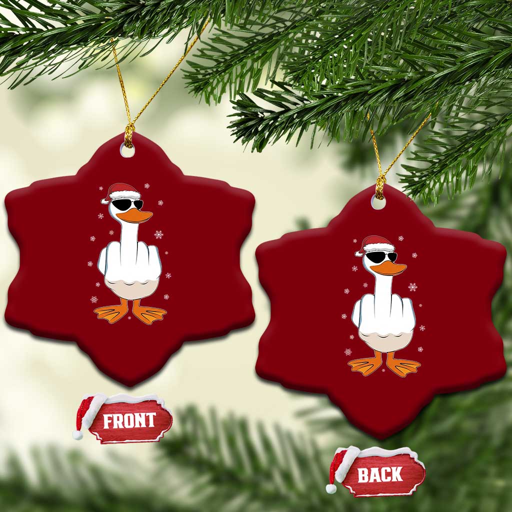 Funny Christmas Offensive Rude Duck Ceramic Ornament I Dont Give A Duck Middle Finger Xmas TS11 Print Your Wear