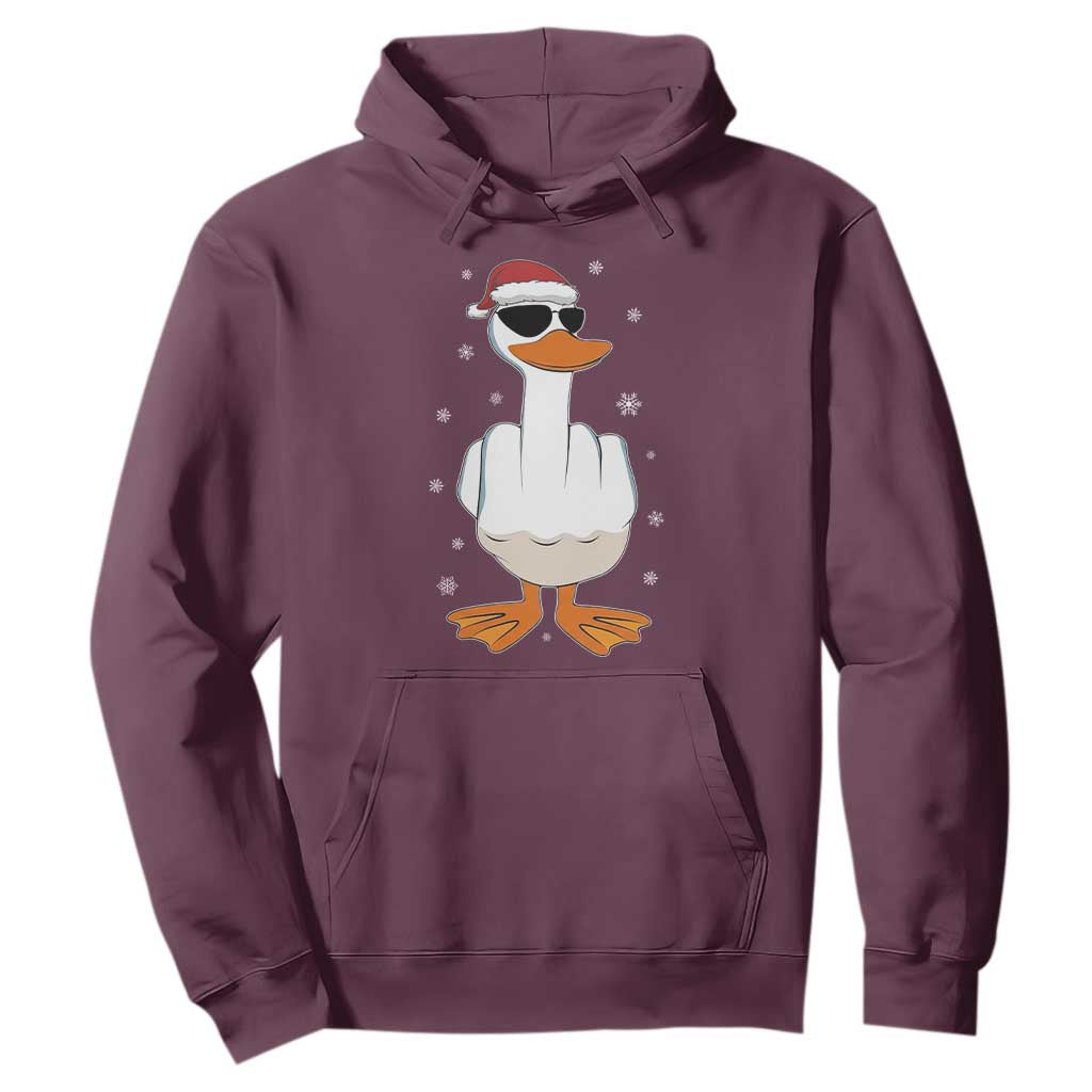 Funny Christmas Offensive Rude Duck Hoodie I Dont Give A Duck Middle Finger Xmas TS11 Maroon Print Your Wear