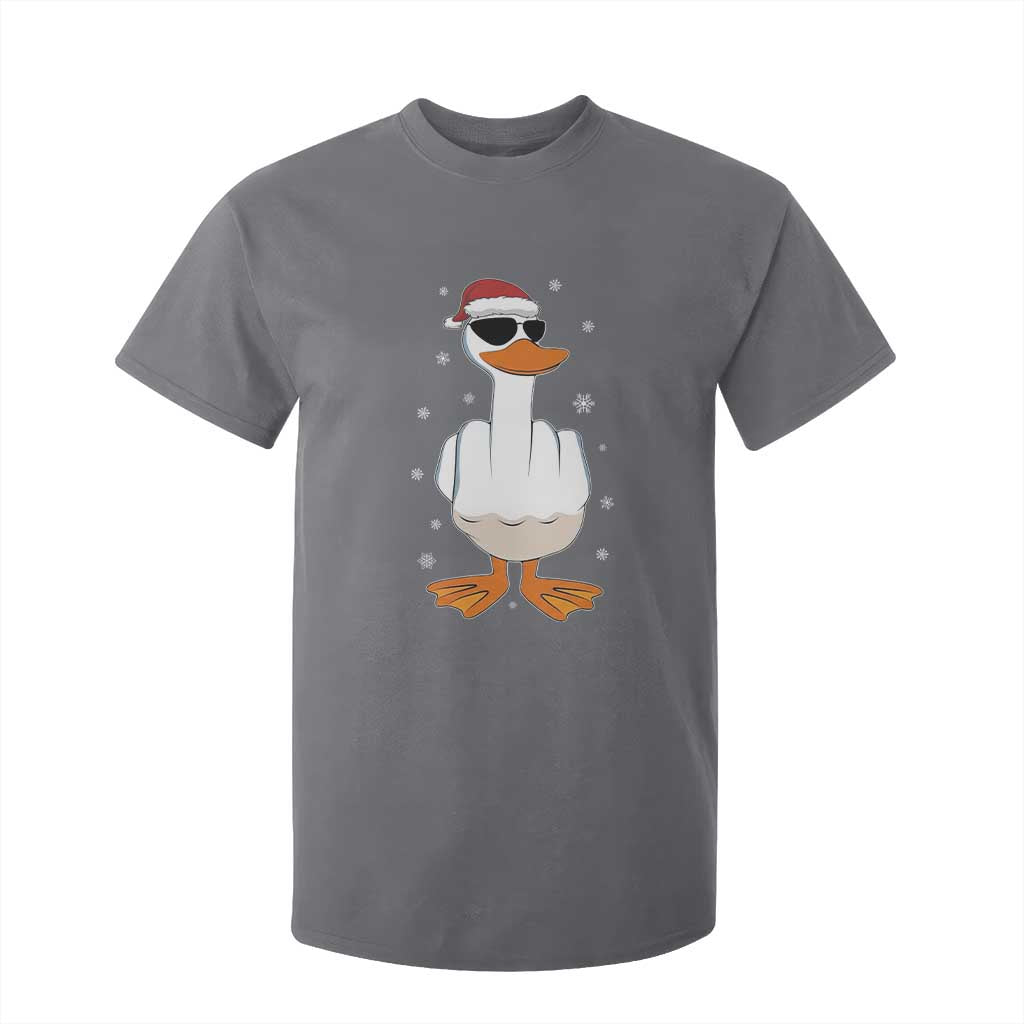 Funny Christmas Offensive Rude Duck T Shirt For Kid I Dont Give A Duck Middle Finger Xmas TS11 Charcoal Print Your Wear