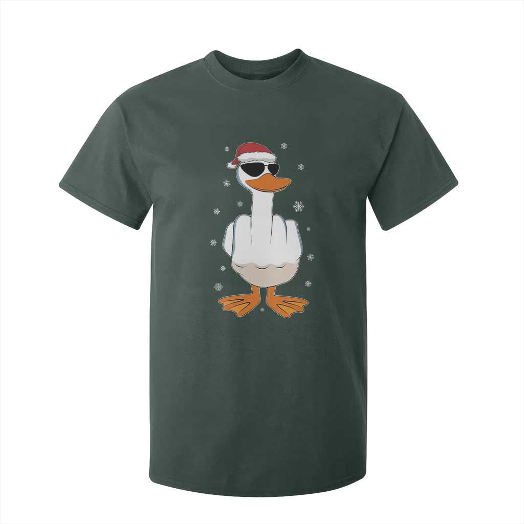 Funny Christmas Offensive Rude Duck T Shirt For Kid I Dont Give A Duck Middle Finger Xmas TS11 Dark Forest Green Print Your Wear