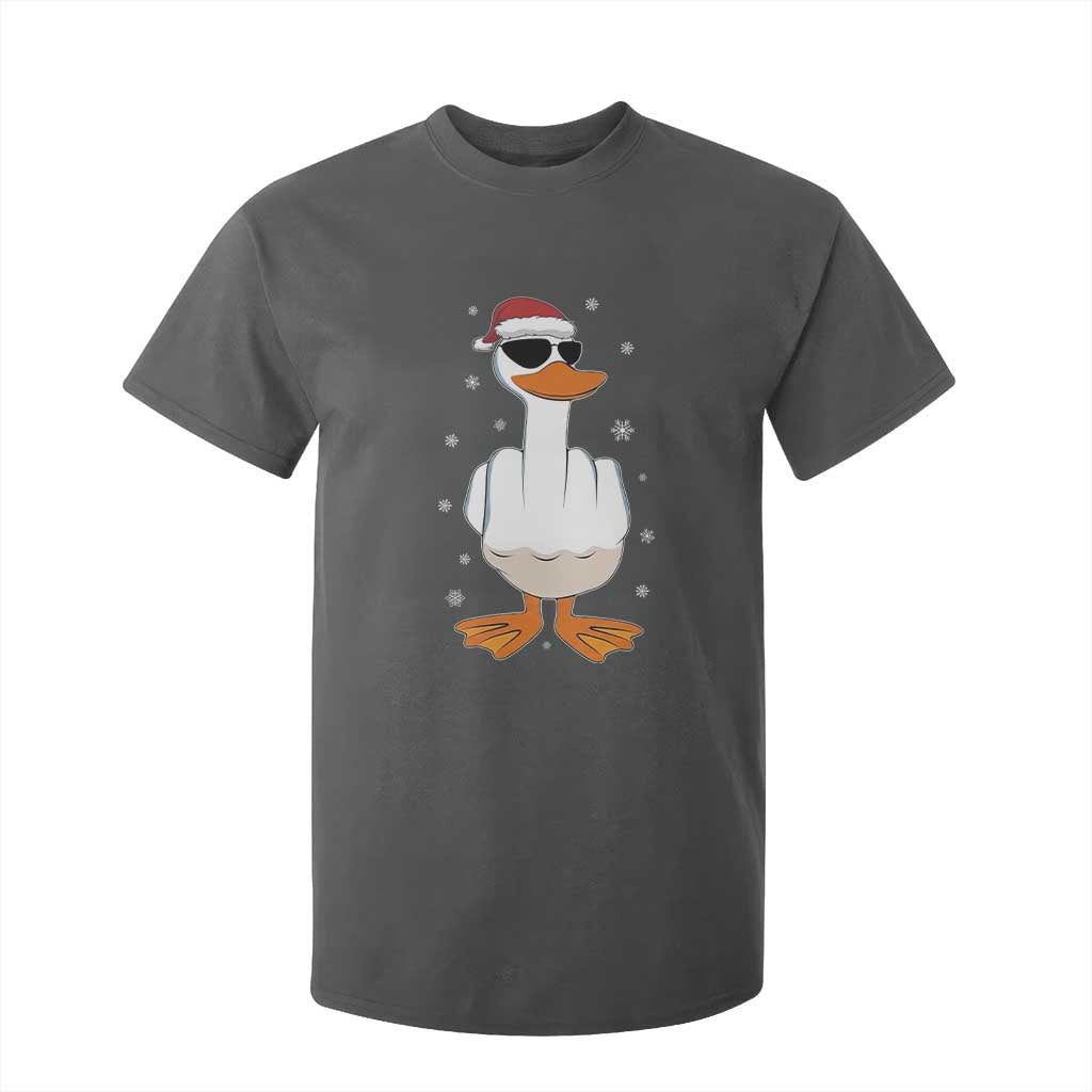 Funny Christmas Offensive Rude Duck T Shirt For Kid I Dont Give A Duck Middle Finger Xmas TS11 Dark Heather Print Your Wear
