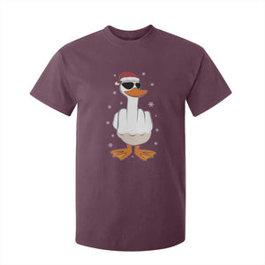 Funny Christmas Offensive Rude Duck T Shirt For Kid I Dont Give A Duck Middle Finger Xmas TS11 Maroon Print Your Wear