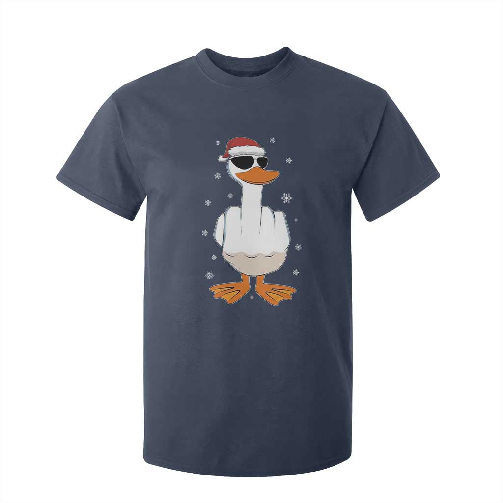 Funny Christmas Offensive Rude Duck T Shirt For Kid I Dont Give A Duck Middle Finger Xmas TS11 Navy Print Your Wear