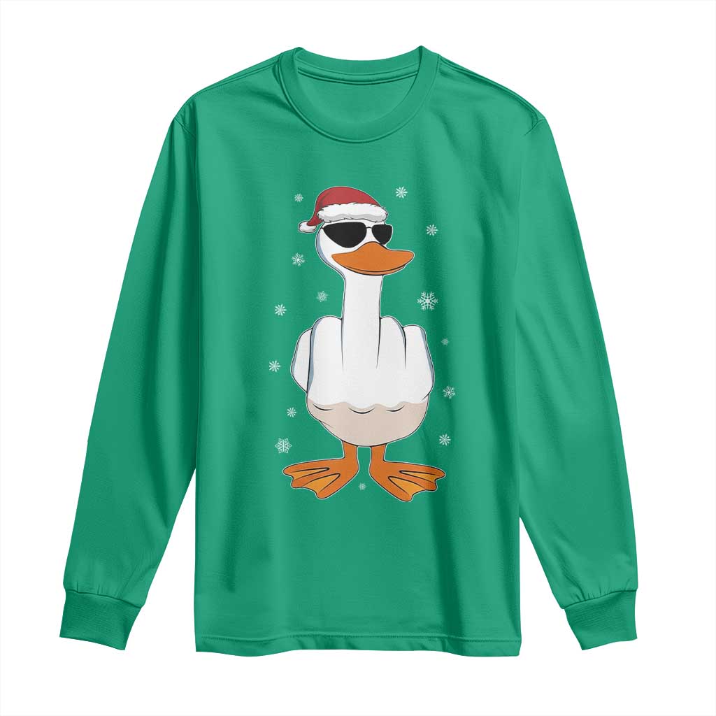 Funny Christmas Offensive Rude Duck Long Sleeve Shirt I Dont Give A Duck Middle Finger Xmas TS11 Irish Green Print Your Wear