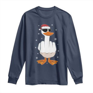 Funny Christmas Offensive Rude Duck Long Sleeve Shirt I Dont Give A Duck Middle Finger Xmas TS11 Navy Print Your Wear