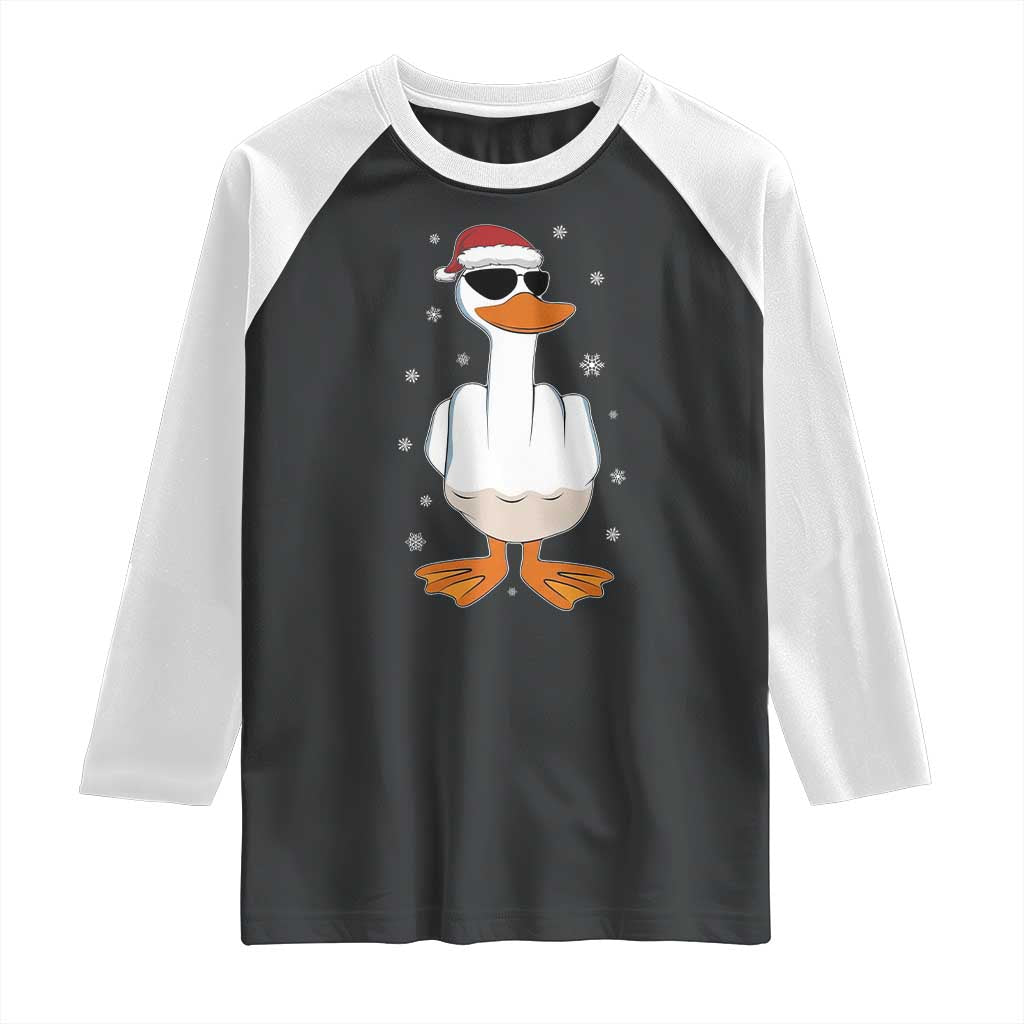 Funny Christmas Offensive Rude Duck Raglan Shirt I Dont Give A Duck Middle Finger Xmas TS11 Black White Print Your Wear
