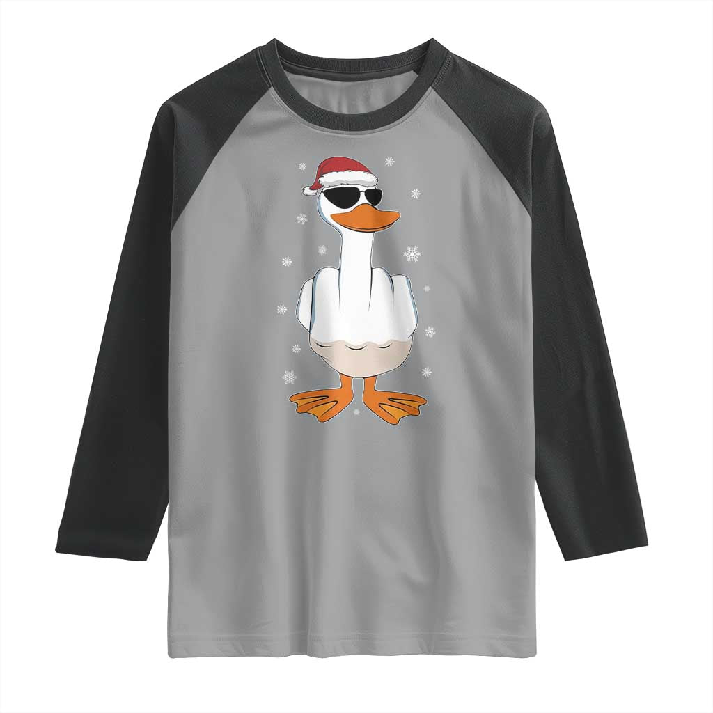 Funny Christmas Offensive Rude Duck Raglan Shirt I Dont Give A Duck Middle Finger Xmas TS11 Sport Gray Black Print Your Wear