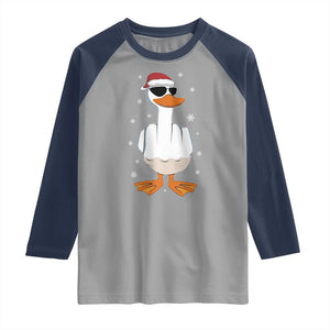 Funny Christmas Offensive Rude Duck Raglan Shirt I Dont Give A Duck Middle Finger Xmas TS11 Sport Gray Navy Print Your Wear