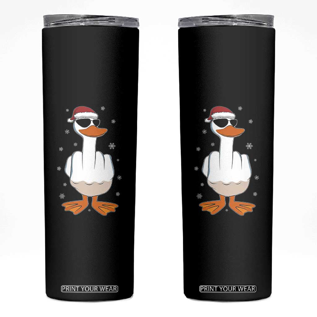 Funny Christmas Offensive Rude Duck Skinny Tumbler I Dont Give A Duck Middle Finger Xmas TS11 Black Print Your Wear