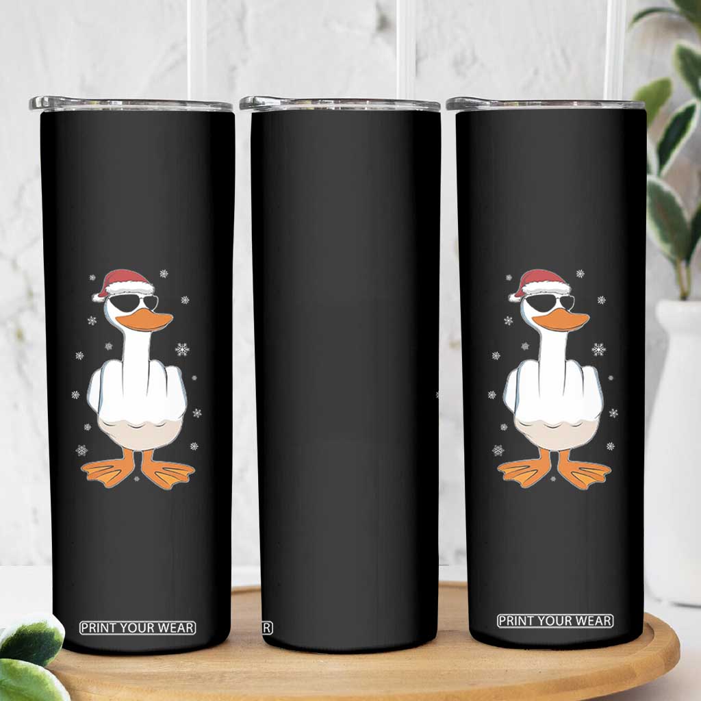Funny Christmas Offensive Rude Duck Skinny Tumbler I Dont Give A Duck Middle Finger Xmas TS11 Print Your Wear