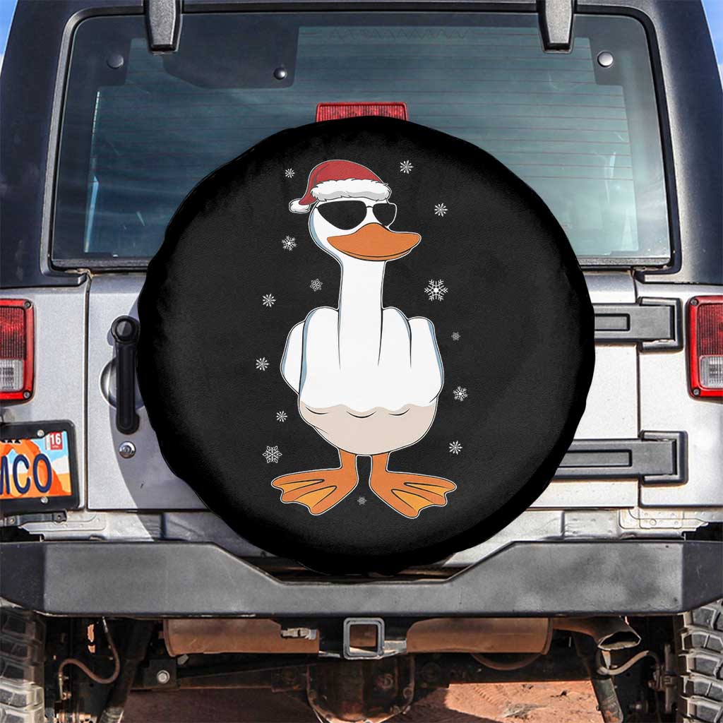 Funny Christmas Offensive Rude Duck Spare Tire Cover I Dont Give A Duck Middle Finger Xmas TS11 No hole Black Print Your Wear