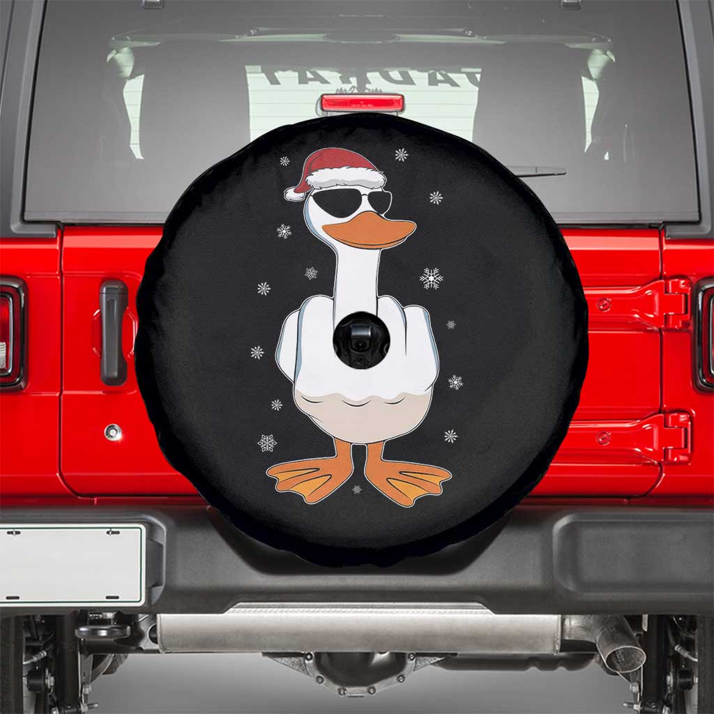 Funny Christmas Offensive Rude Duck Spare Tire Cover I Dont Give A Duck Middle Finger Xmas TS11 Black Print Your Wear