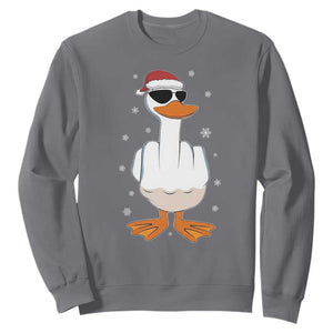 Funny Christmas Offensive Rude Duck Sweatshirt I Dont Give A Duck Middle Finger Xmas TS11 Charcoal Print Your Wear