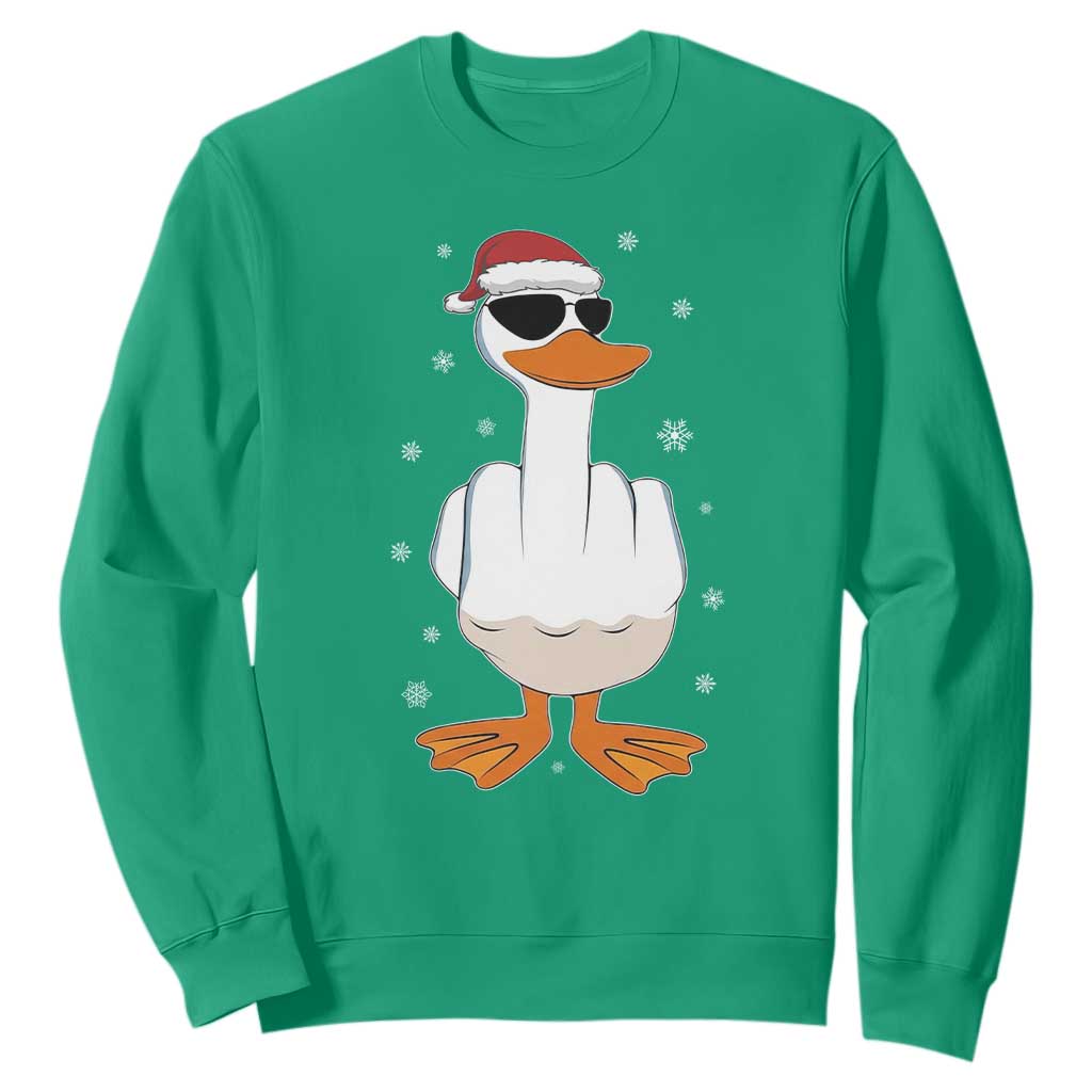 Funny Christmas Offensive Rude Duck Sweatshirt I Dont Give A Duck Middle Finger Xmas TS11 Irish Green Print Your Wear