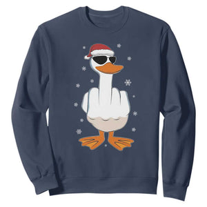 Funny Christmas Offensive Rude Duck Sweatshirt I Dont Give A Duck Middle Finger Xmas TS11 Navy Print Your Wear