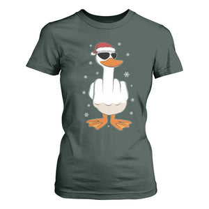Funny Christmas Offensive Rude Duck T Shirt For Women I Dont Give A Duck Middle Finger Xmas TS11 Dark Forest Green Print Your Wear