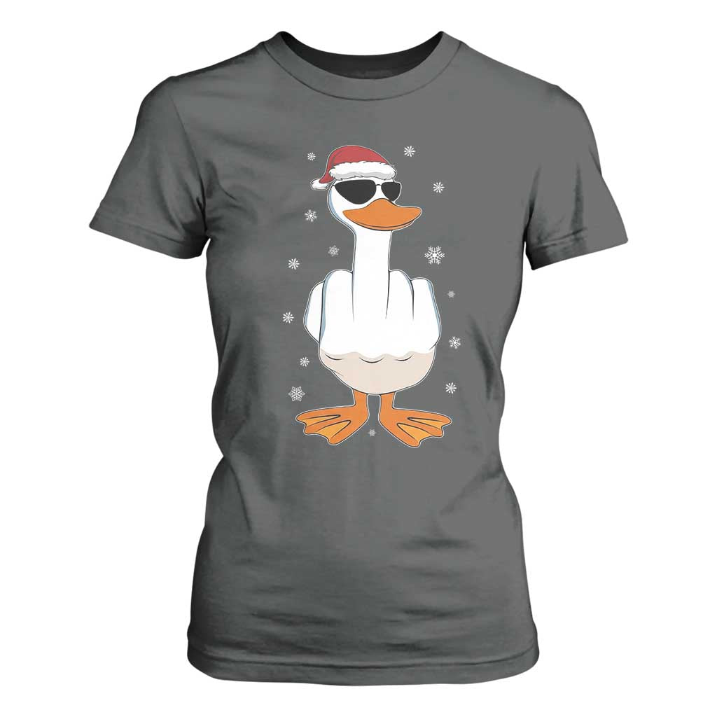 Funny Christmas Offensive Rude Duck T Shirt For Women I Dont Give A Duck Middle Finger Xmas TS11 Dark Heather Print Your Wear
