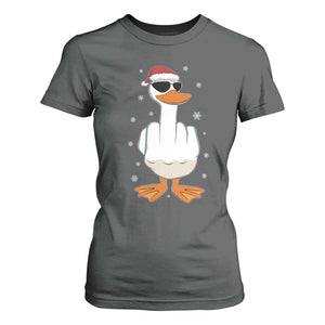 Funny Christmas Offensive Rude Duck T Shirt For Women I Dont Give A Duck Middle Finger Xmas TS11 Dark Heather Print Your Wear