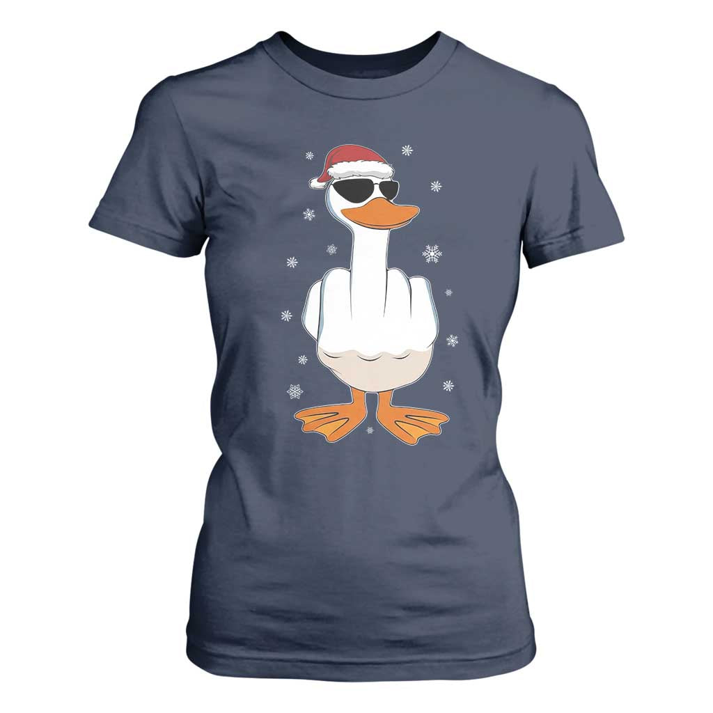 Funny Christmas Offensive Rude Duck T Shirt For Women I Dont Give A Duck Middle Finger Xmas TS11 Navy Print Your Wear