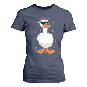 Funny Christmas Offensive Rude Duck T Shirt For Women I Dont Give A Duck Middle Finger Xmas TS11 Navy Print Your Wear