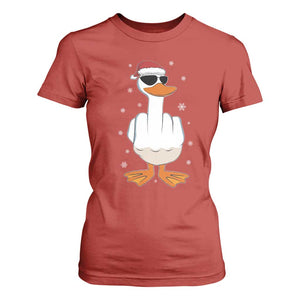 Funny Christmas Offensive Rude Duck T Shirt For Women I Dont Give A Duck Middle Finger Xmas TS11 Red Print Your Wear