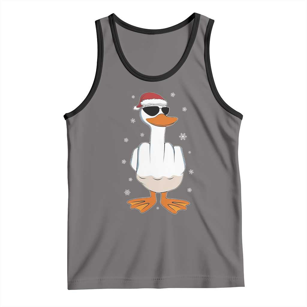 Funny Christmas Offensive Rude Duck Tank Top I Dont Give A Duck Middle Finger Xmas TS11 Deep Heather Black Print Your Wear