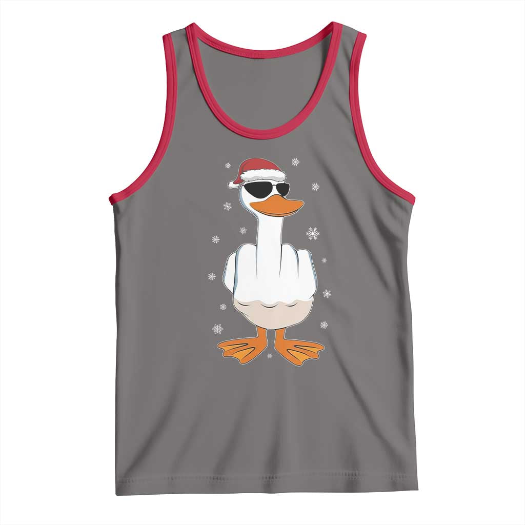 Funny Christmas Offensive Rude Duck Tank Top I Dont Give A Duck Middle Finger Xmas TS11 Deep Heather Red Print Your Wear