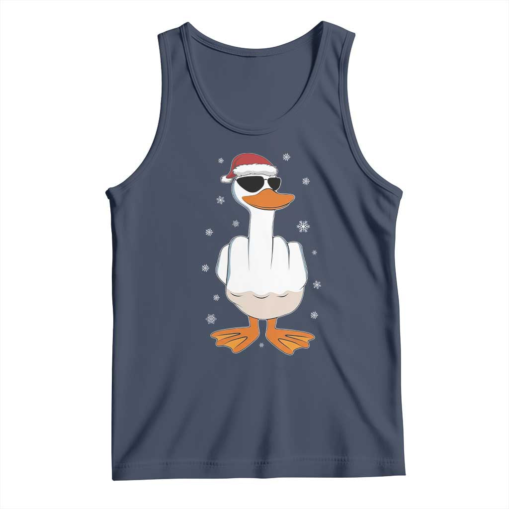 Funny Christmas Offensive Rude Duck Tank Top I Dont Give A Duck Middle Finger Xmas TS11 Navy Print Your Wear