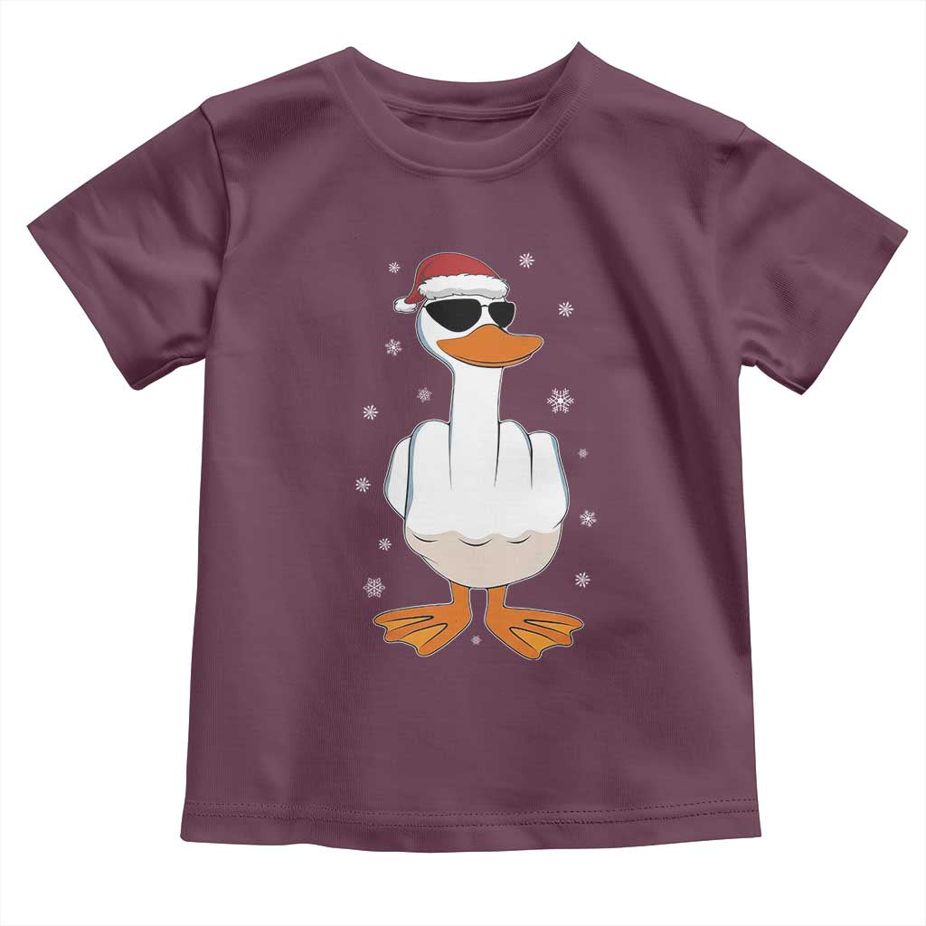 Funny Christmas Offensive Rude Duck Toddler T Shirt I Dont Give A Duck Middle Finger Xmas TS11 Maroon Print Your Wear