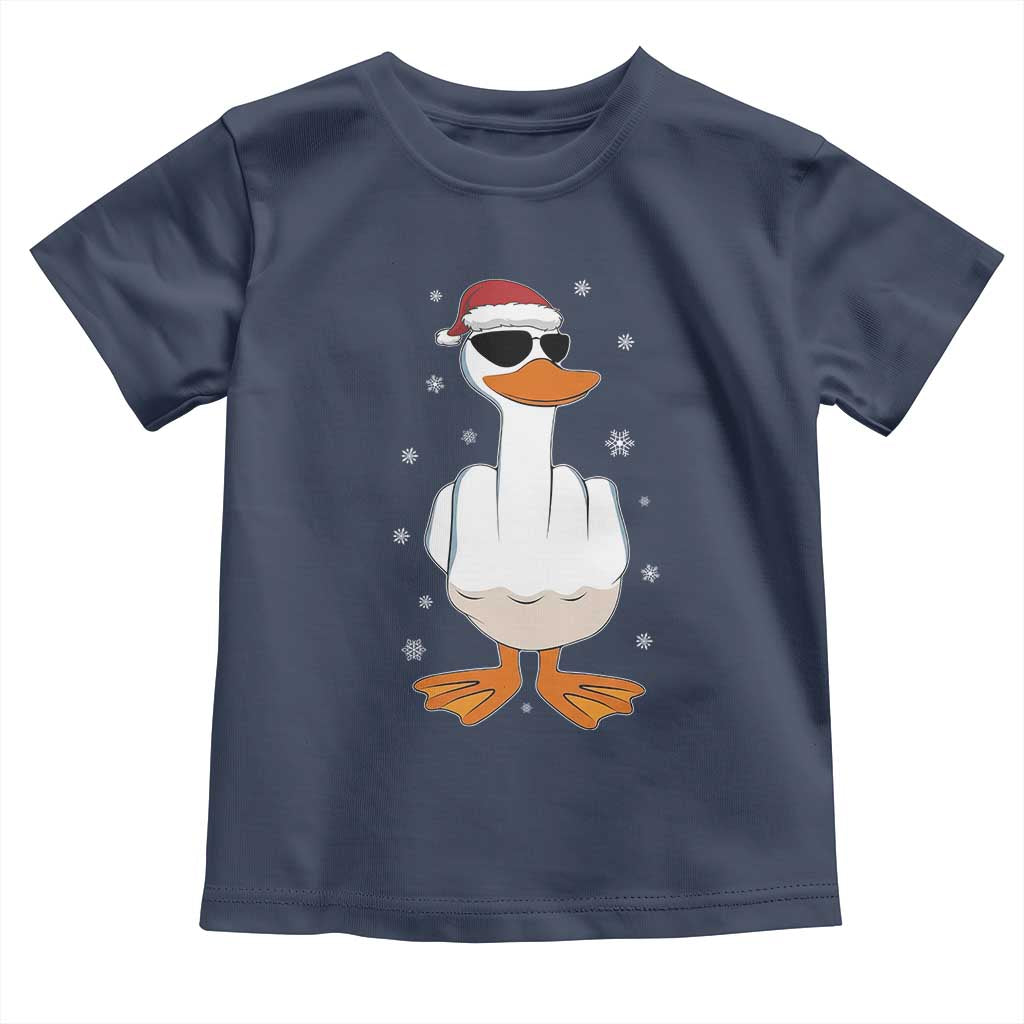 Funny Christmas Offensive Rude Duck Toddler T Shirt I Dont Give A Duck Middle Finger Xmas TS11 Navy Print Your Wear