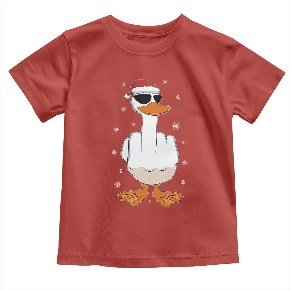 Funny Christmas Offensive Rude Duck Toddler T Shirt I Dont Give A Duck Middle Finger Xmas TS11 Red Print Your Wear