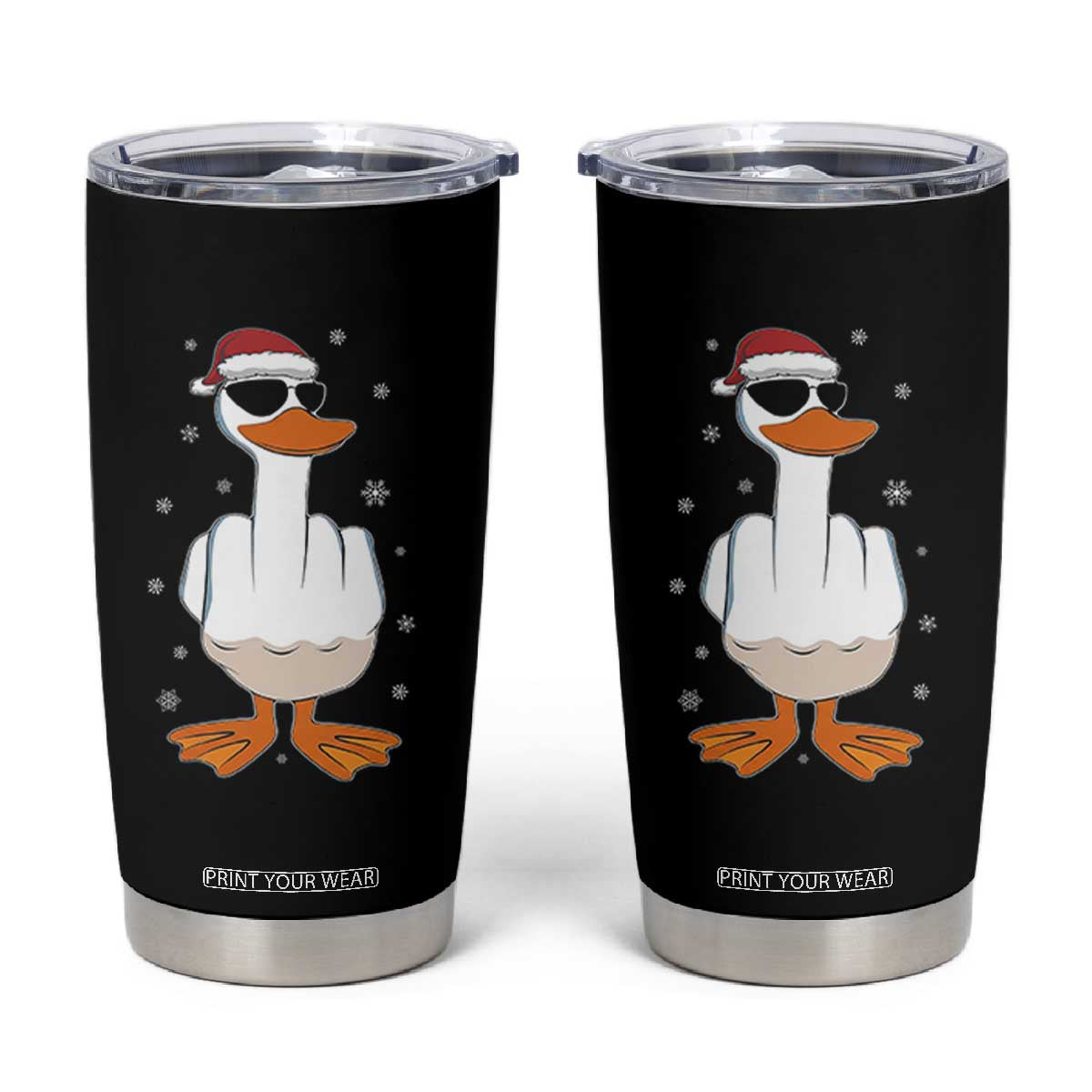 Funny Christmas Offensive Rude Duck Tumbler Cup I Dont Give A Duck Middle Finger Xmas TS11 Black Print Your Wear