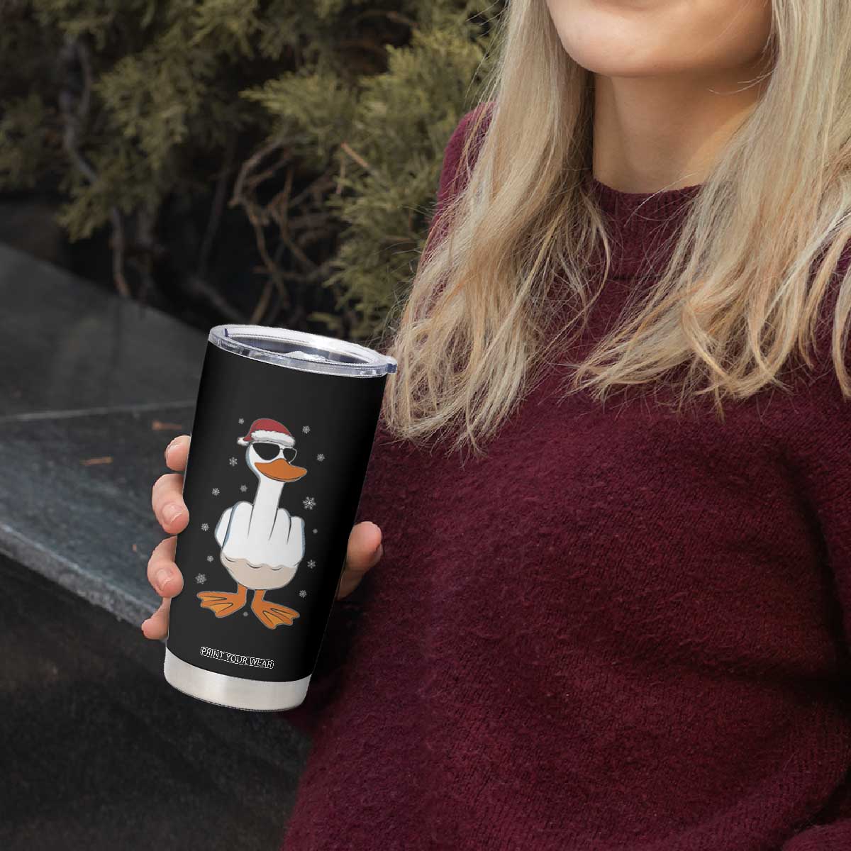 Funny Christmas Offensive Rude Duck Tumbler Cup I Dont Give A Duck Middle Finger Xmas TS11 Print Your Wear
