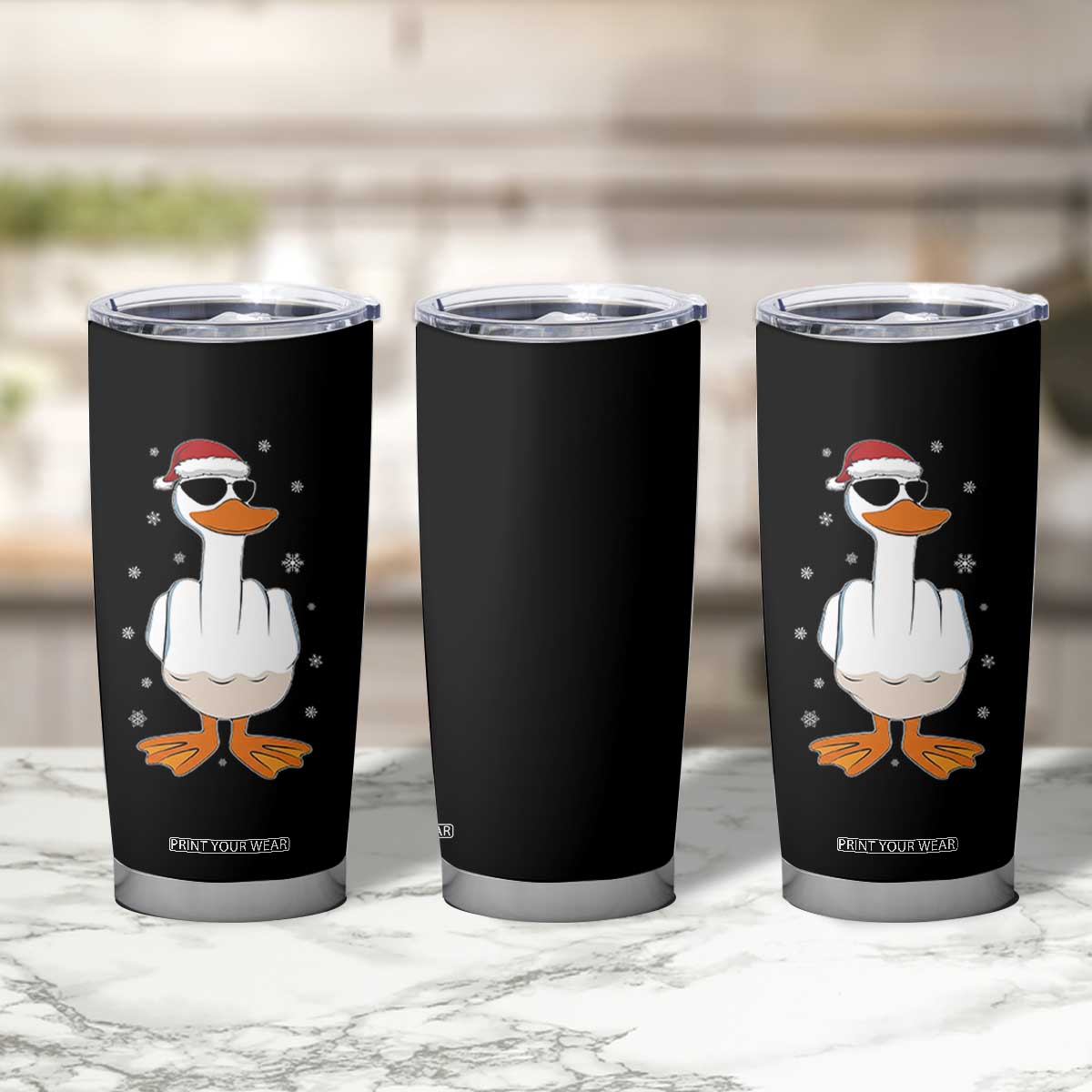 Funny Christmas Offensive Rude Duck Tumbler Cup I Dont Give A Duck Middle Finger Xmas TS11 Print Your Wear