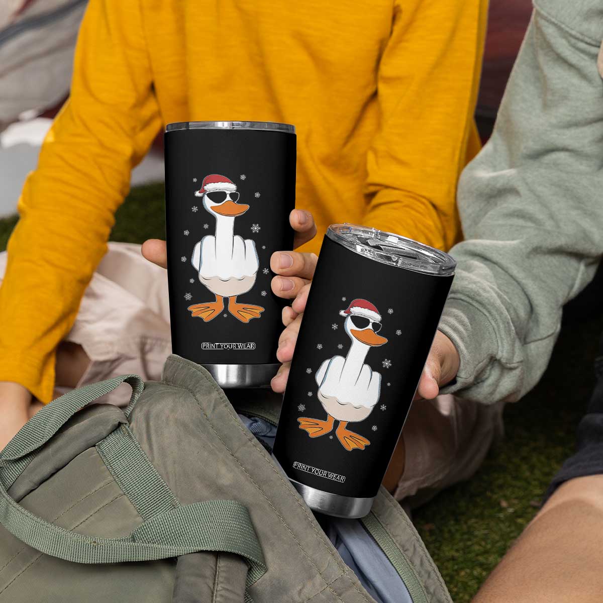 Funny Christmas Offensive Rude Duck Tumbler Cup I Dont Give A Duck Middle Finger Xmas TS11 Print Your Wear