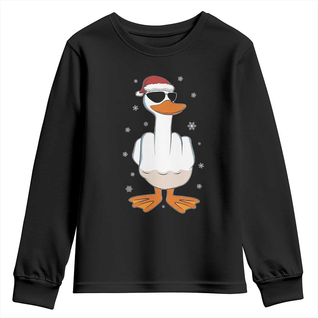 Funny Christmas Offensive Rude Duck Youth Sweatshirt I Dont Give A Duck Middle Finger Xmas TS11 Black Print Your Wear