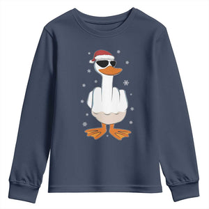 Funny Christmas Offensive Rude Duck Youth Sweatshirt I Dont Give A Duck Middle Finger Xmas TS11 Navy Print Your Wear