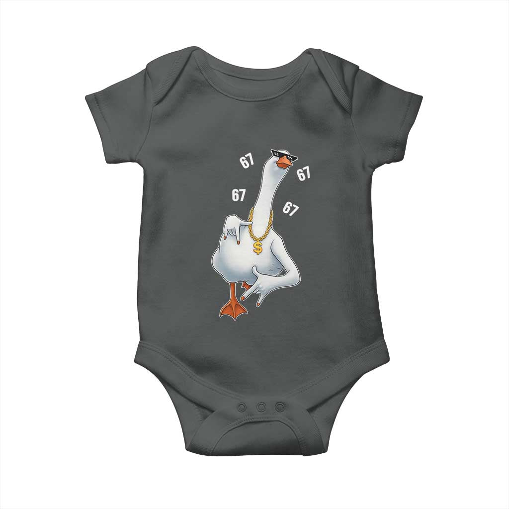 Funny 67 Cool Silly Goose Hip Hop Gangster Baby Onesie TS11 Dark Heather Print Your Wear