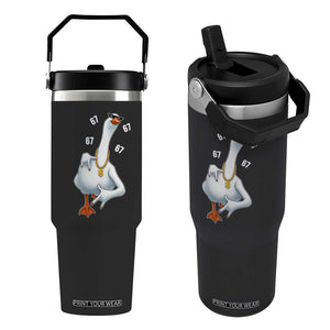 Funny 67 Cool Silly Goose Hip Hop Gangster Flip Straw Tumbler TS11 One Size: 30 oz Black Print Your Wear