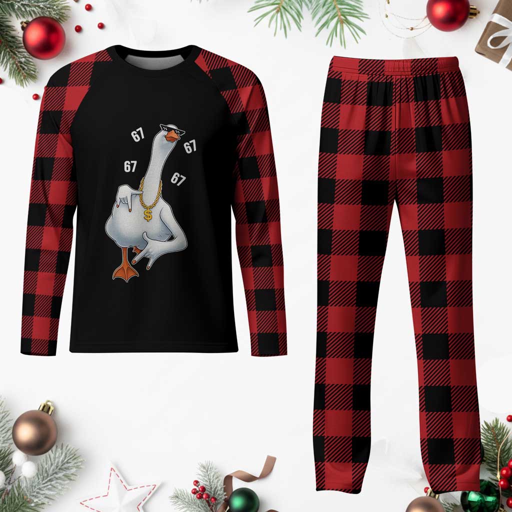 Funny 67 Cool Silly Goose Hip Hop Gangster Plaid Pajama Set TS11 Buffalo Plaid Print Your Wear