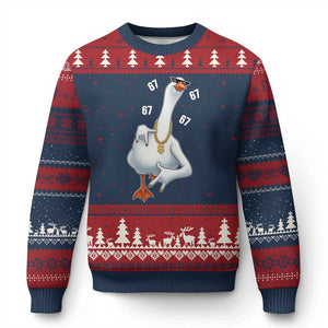 Funny 67 Cool Silly Goose Hip Hop Gangster Ugly Christmas Sweater TS11 Navy Red Print Your Wear