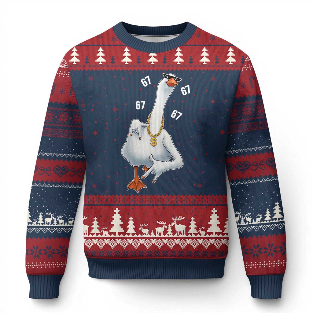 Funny 67 Cool Silly Goose Hip Hop Gangster Ugly Christmas Sweater TS11 Navy Red Print Your Wear